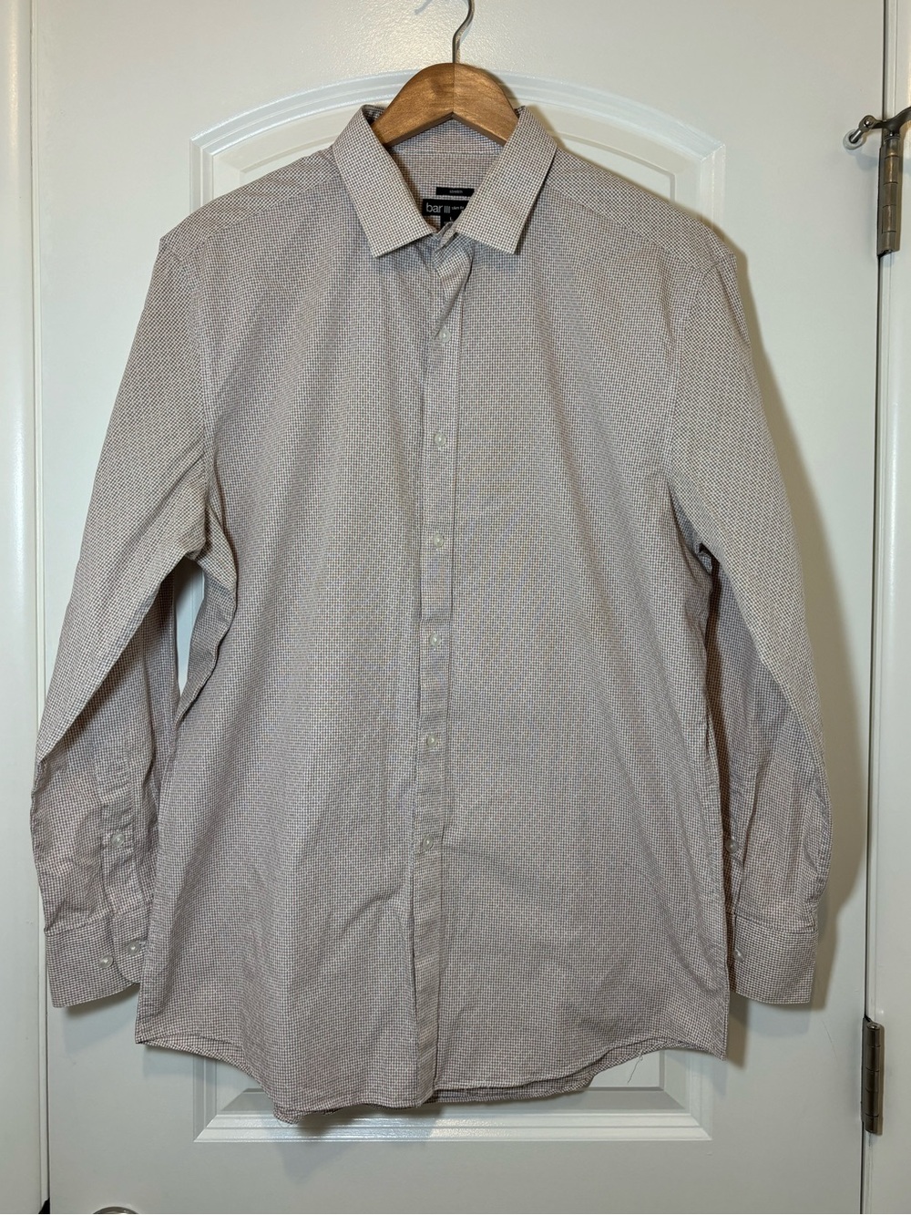 Bar III Men's Beige Microdot Button-Down Dress Shirt #422